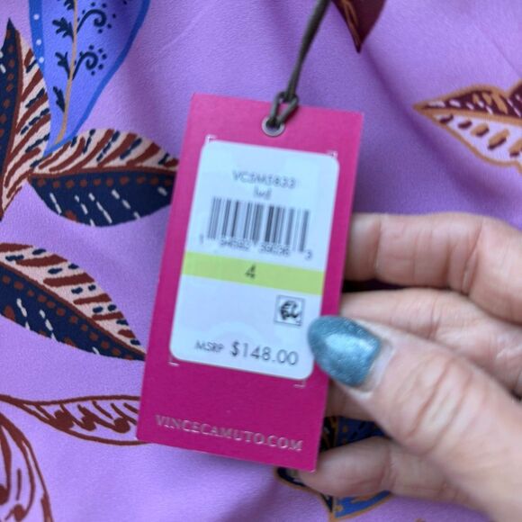 NWT Vince Camuto Flaire sleeve broder print dress in Lavender Size 4 - Picture 13 of 15